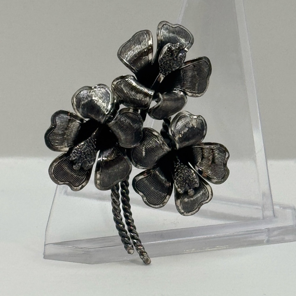 Danecraft 925 Silver Vtg Floral Brooch